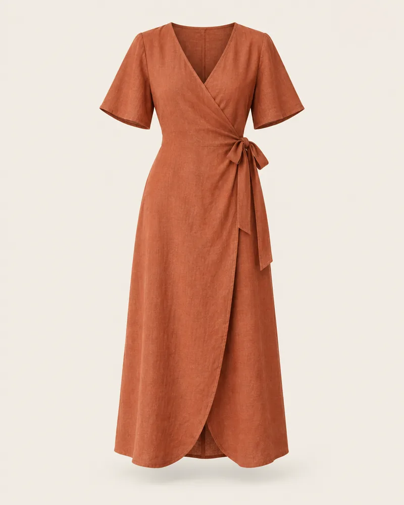 Example product: a linen wrap dress